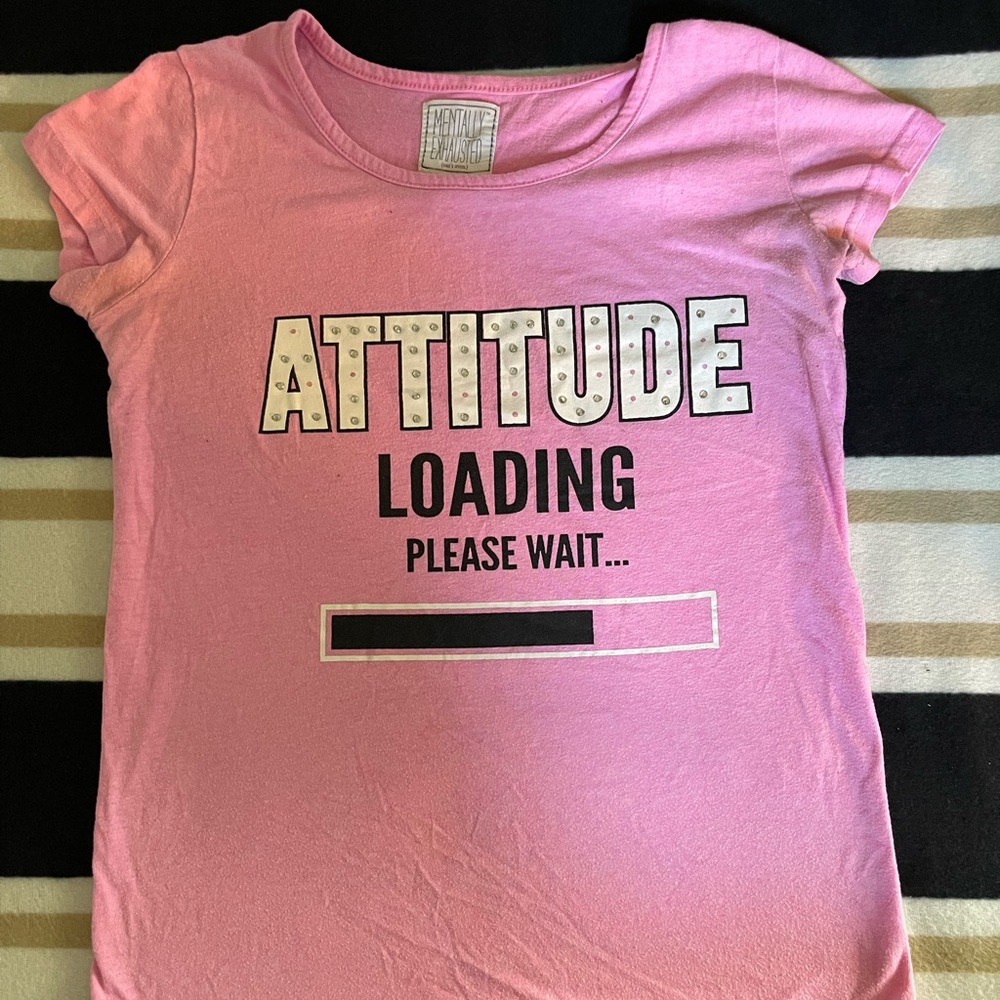 Pink sarcastic “Attitude loading” pajama shirt